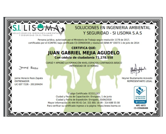 Capacitación VIALITEC  curso de espacios confinados